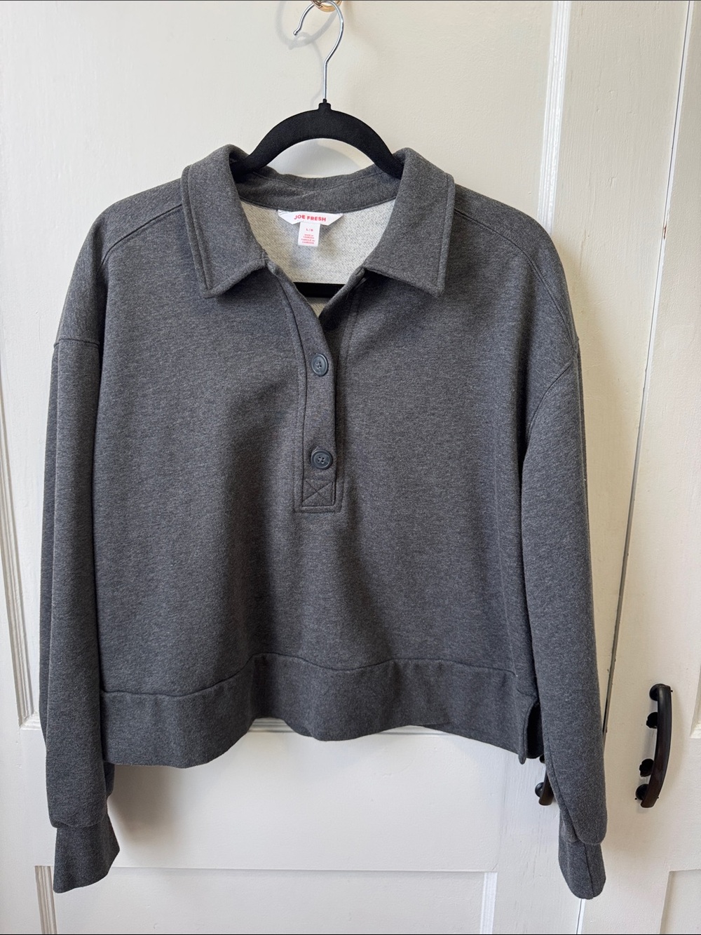 Joe Fresh Charcoal Gray Polo Collar Sweatshirt